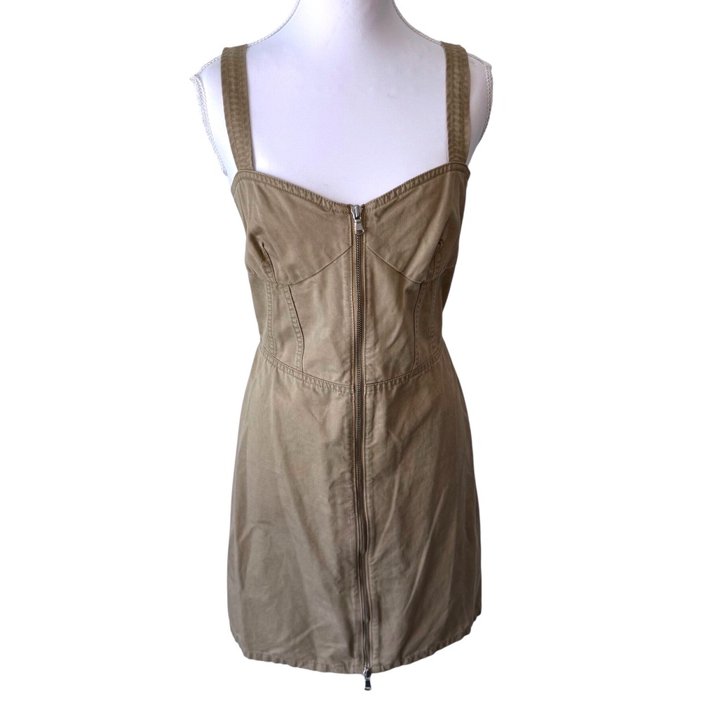 Marc by Marc Jacobs Mini Dress Khaki Cotton Twill Corset Utility Sz 8